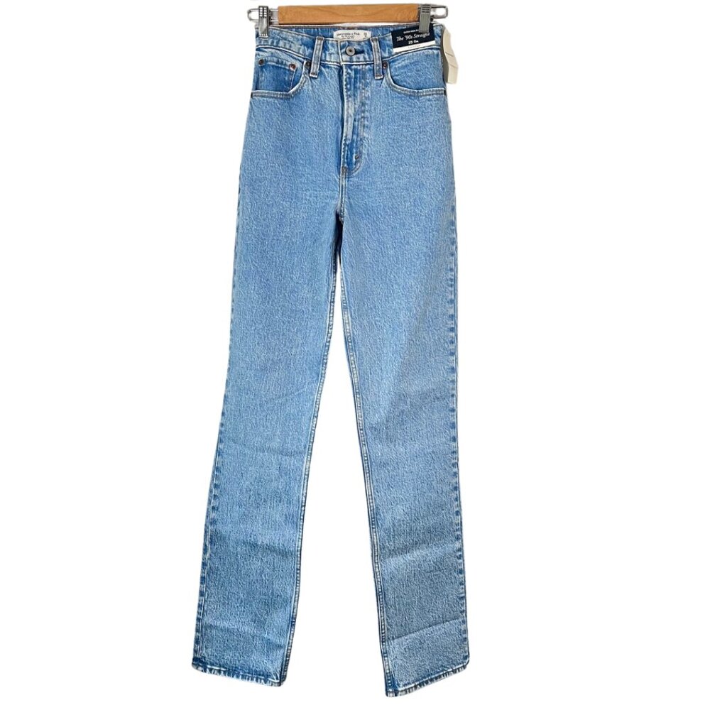 Abercrombie & Fitch The 90’s Straight Ultra High Rise Jean, Dark, Size 25/0 Long